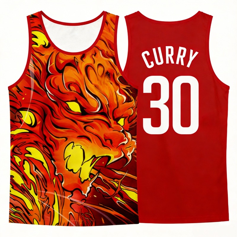 Streetwear Brand Jersey - Koszulka sportowa z motywem płomieni anime,