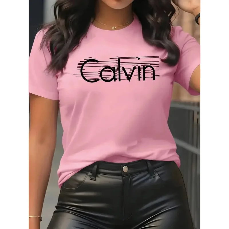 Damska koszulka Calvin, modna, – Streetwear Brand Top recenzja i cena